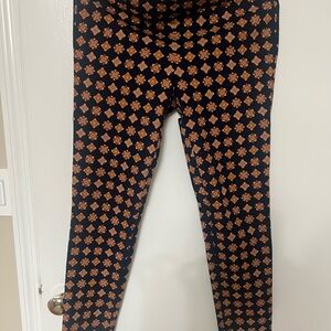 J. Crew Black and Orange Patterned Cropped Pants
